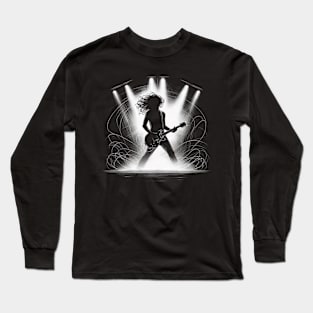 Rock Guitarist Silhouette Graphic Tee | Rock Star Long Sleeve T-Shirt